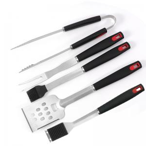 5 Piece Long Handle BBQ Tool Set with Soft Grip Handles