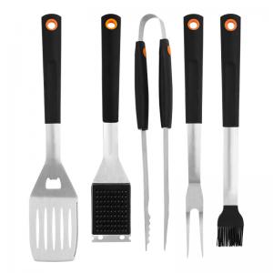 5 Piece Stainless Steel BBQ Tool Set with Soft Grip Handles