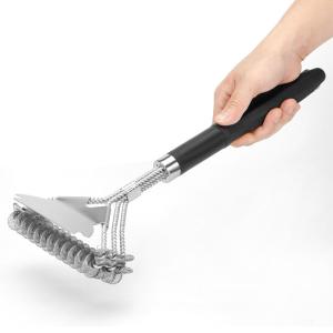 Heavy Duty Twisted Wire Grill Brush with Scraper Long Handle BBQ Grill Cleaner