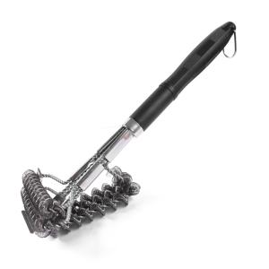 Triple Head Grill Brush with Twisted Wire Bristles Heavy Duty BBQ Cleaning Tool