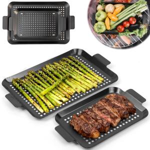 Non-Stick Perforated BBQ Grill Tray Set