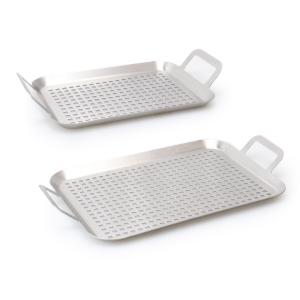 Stainless Steel Rectangular Perforated Grill Tray Set